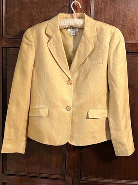 TALBOTS SILK LINEN BLEND BLAZER GOLDEN TAN SIZE 8